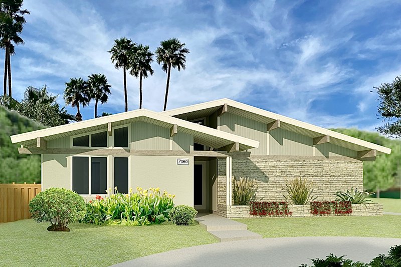 House Design - Exterior - Front Elevation for Ranch House Plan #489-2 - 3 bed, 2.5 bath