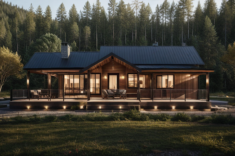 House Blueprint - Photo 3 for Cabin House Plan #1109-10 - 1 bed, 1 bath
