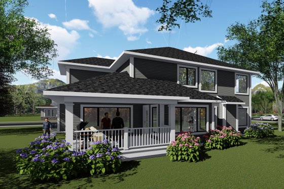 Exterior - Rear Elevation for Modern House Plan #70-1429 - 4 bed, 3.5 bath
