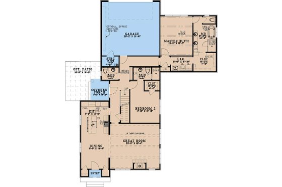Floor Plan - Main Floor for Bungalow House Plan #923-463 - 3 bed, 3.5 bath