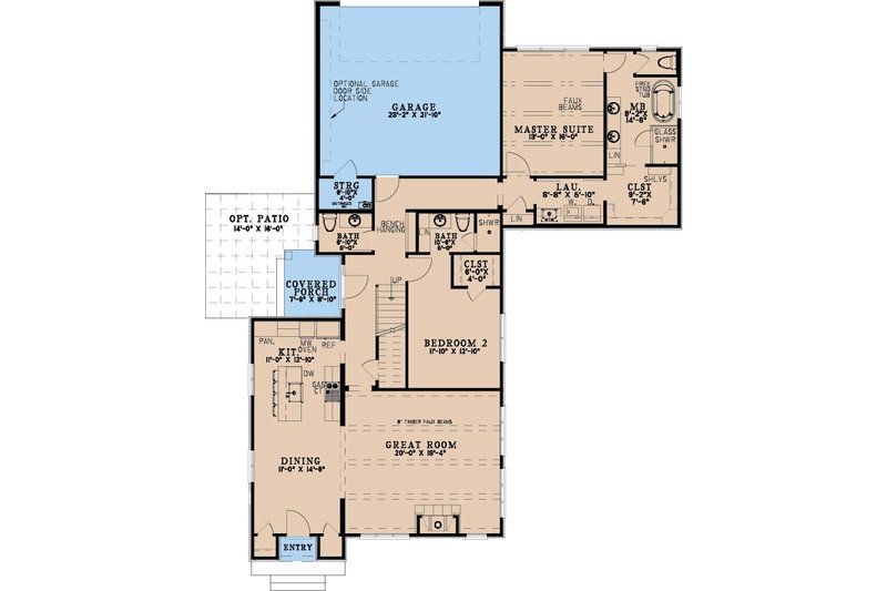 Dream House Plan - Floor Plan - Main Floor for Bungalow House Plan #923-463 - 3 bed, 3.5 bath
