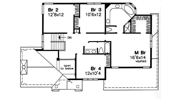 Traditional Floor Plan - Upper Floor Plan #50-164