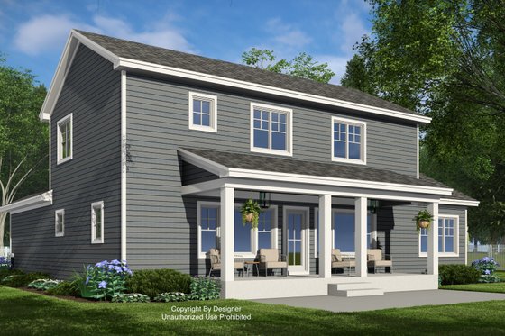 Exterior - Rear Elevation for Craftsman House Plan #51-1385 - 4 bed, 3.5 bath