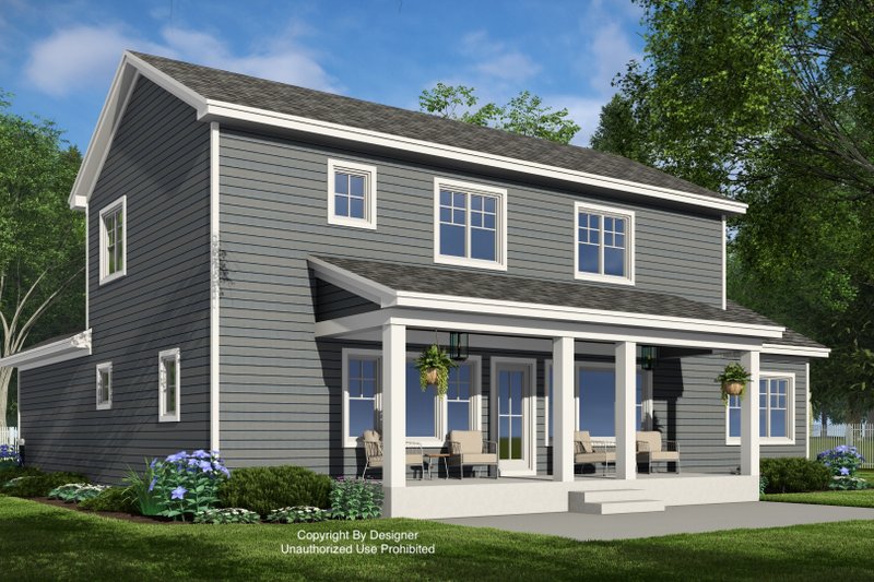 House Blueprint - Exterior - Rear Elevation for Craftsman House Plan #51-1385 - 4 bed, 3.5 bath