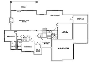 Floor Plan - Lower Floor for European House Plan #5-352, 3.5 bath