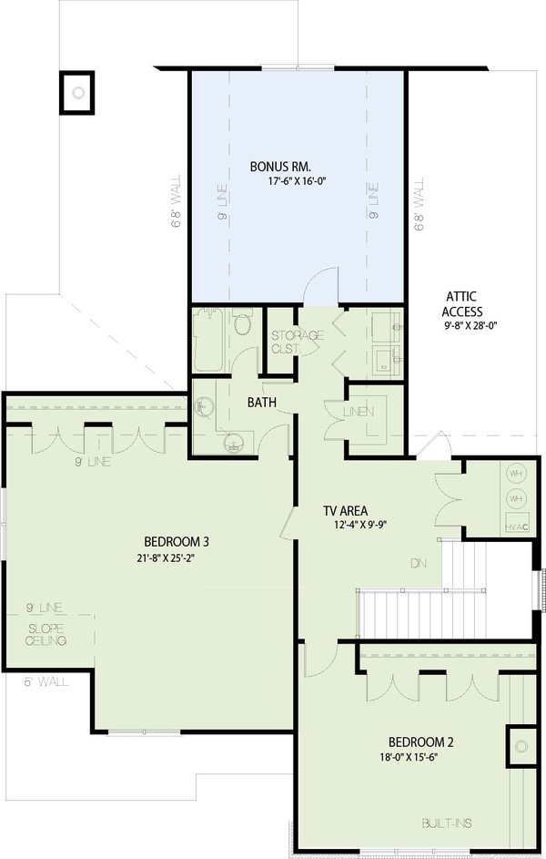 Traditional Floor Plan - Upper Floor Plan #17-212