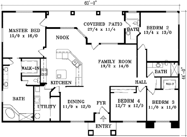 Adobe / Southwestern Floor Plan - Main Floor Plan #1-1442