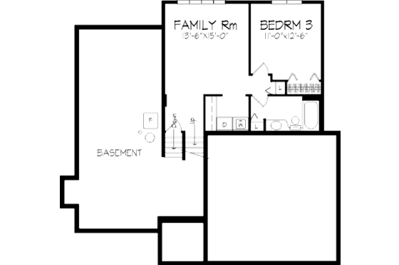 Floor Plan - Lower Floor for Traditional House Plan #320-309 - 3 bed, 3 bath