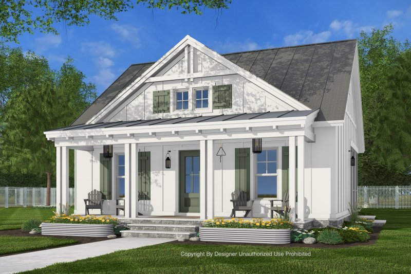 House Blueprint - Exterior - Front Elevation 4 for Bungalow House Plan #51-1429 - 1 bed, 1 bath