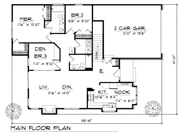 House Plan Design - Cottage Floor Plan - Main Floor Plan #70-117
