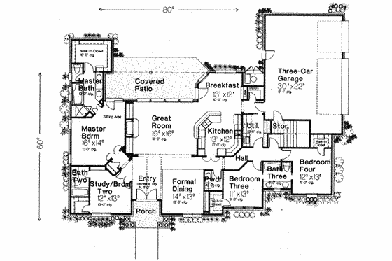 Floor Plan - Main Floor for Colonial House Plan #310-542 - 4 bed, 3.5 bath