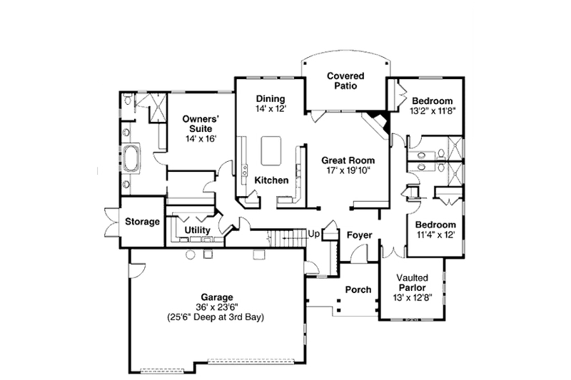 Architectural House Design - Floor Plan - Main Floor for Traditional House Plan #124-843 - 3 bed, 3 bath