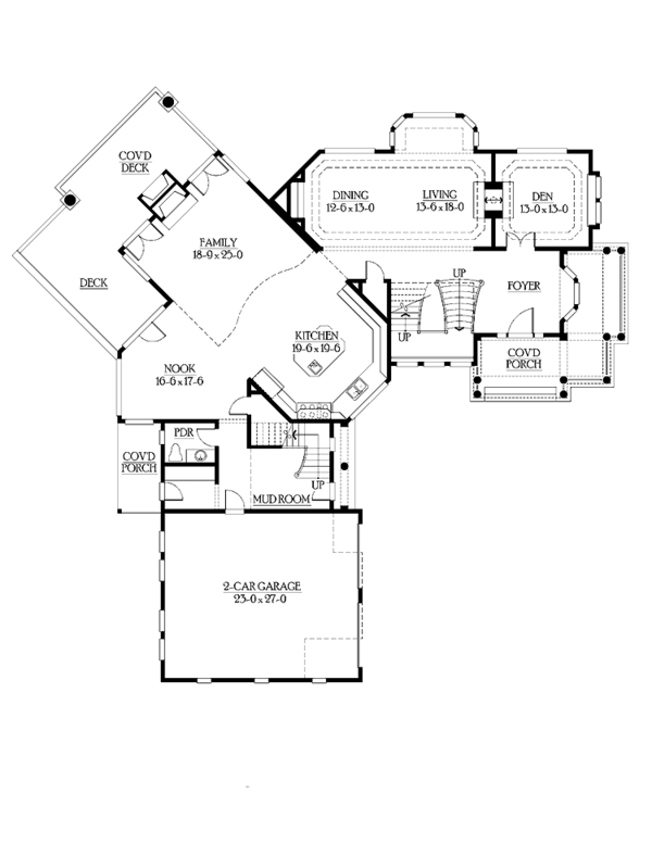 Architectural House Design - Craftsman Floor Plan - Main Floor Plan #132-486