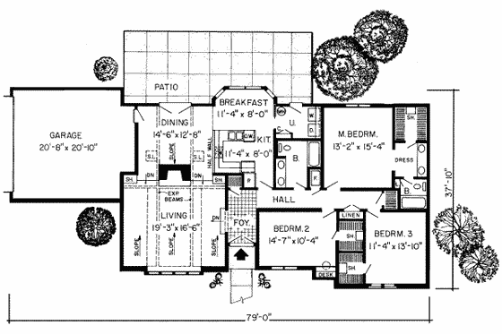 Floor Plan - Main Floor for Traditional House Plan #312-240 - 3 bed, 2 bath