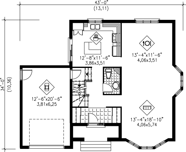 Traditional Floor Plan - Main Floor Plan #25-2198