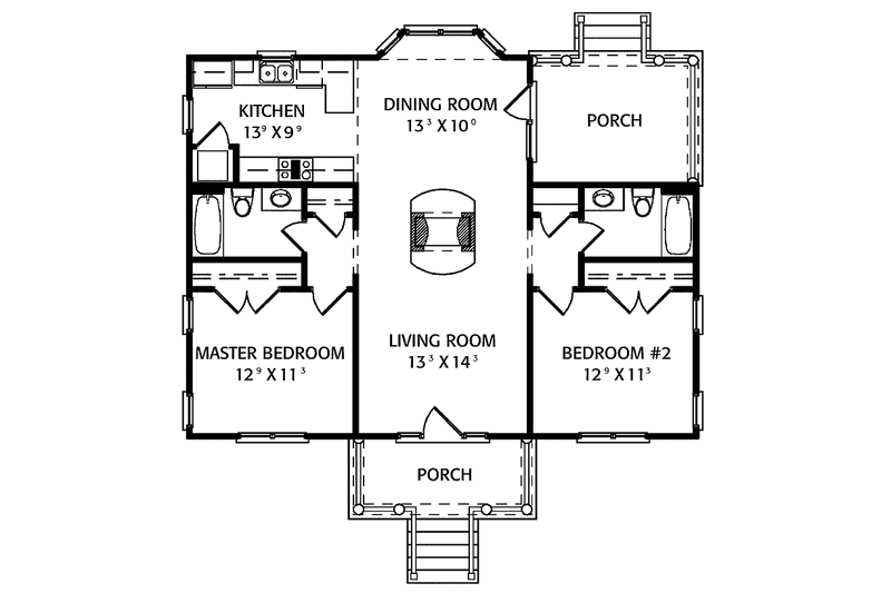 Home Plan - Floor Plan - Main Floor for Craftsman House Plan #429-317 - 2 bed, 2 bath