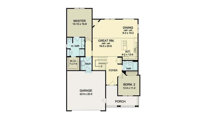 Architectural House Design - Floor Plan - Main Floor for Ranch House Plan #1010-22 - 2 bed, 2 bath
