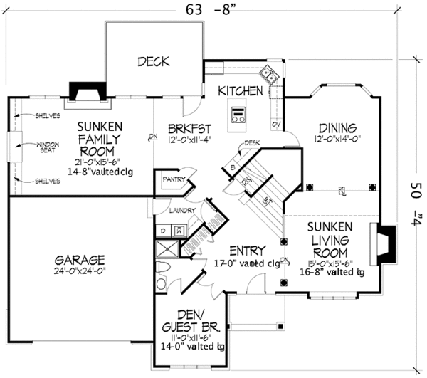 House Plan Design - Contemporary Floor Plan - Main Floor Plan #320-1106