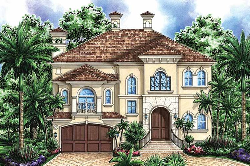 Architectural House Design - Exterior - Front Elevation 3 for Mediterranean House Plan #1017-37 - 4 bed, 3 bath
