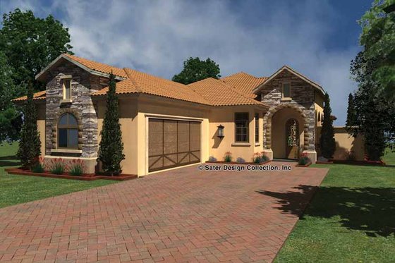 Exterior - Front Elevation 3 for Mediterranean House Plan #930-431 - 2 bed, 2.5 bath