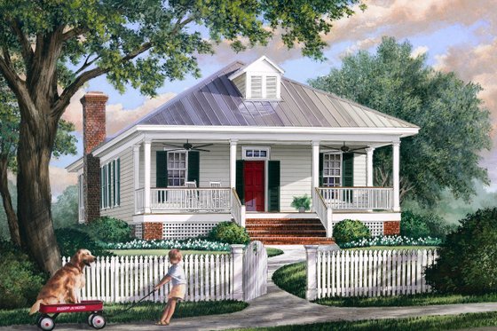 Exterior - Front Elevation for Southern House Plan #137-271 - 3 bed, 2 bath