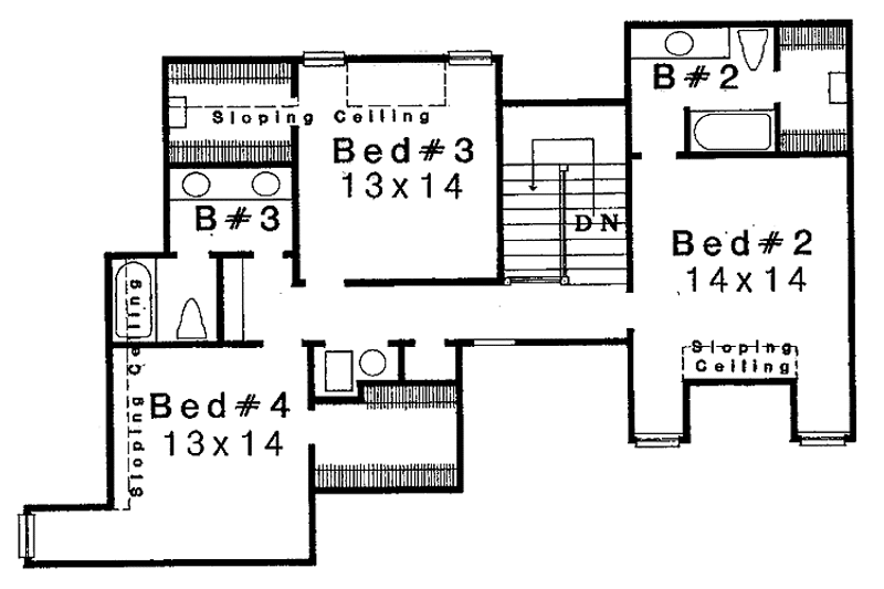 Dream House Plan - Floor Plan - Upper Floor for Mediterranean House Plan #310-1071 - 4 bed, 3.5 bath