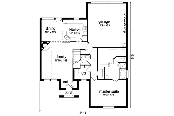 Floor Plan - Main Floor for Traditional House Plan #84-364 - 3 bed, 2.5 bath