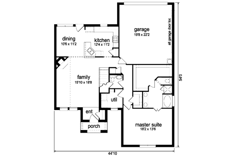 Home Plan - Floor Plan - Main Floor for Traditional House Plan #84-364 - 3 bed, 2.5 bath