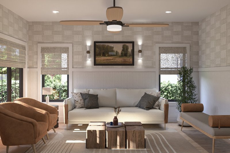House Plan Design - Interior - Family Room for Farmhouse House Plan #455-403 - 3 bed, 2 bath