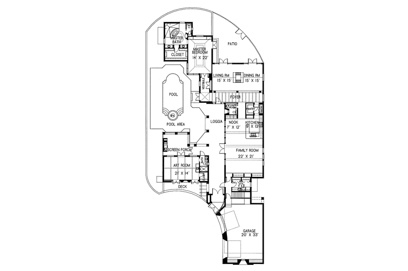 House Plan Design - Floor Plan - Main Floor for Mediterranean House Plan #76-122 - 3 bed, 3.5 bath