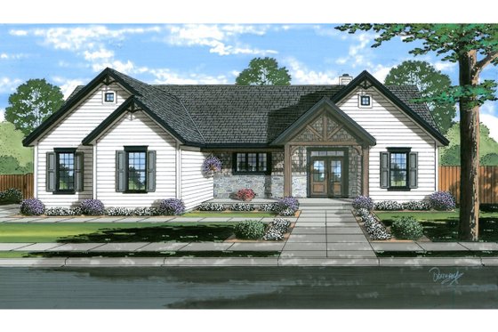 Exterior - Front Elevation 3 for Ranch House Plan #46-905 - 3 bed, 2 bath
