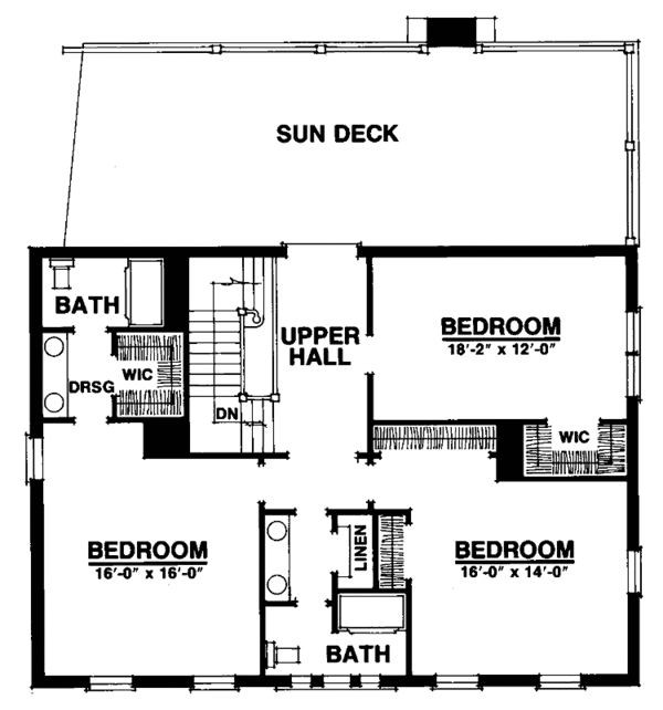 Architectural House Design - Colonial Floor Plan - Upper Floor Plan #1016-40