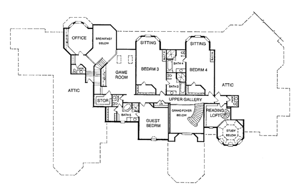 Architectural House Design - European Floor Plan - Upper Floor Plan #952-254