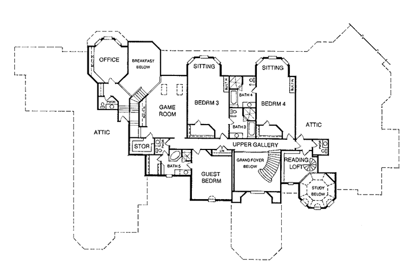 Dream House Plan - Floor Plan - Upper Floor for European House Plan #952-254 - 5 bed, 5 bath