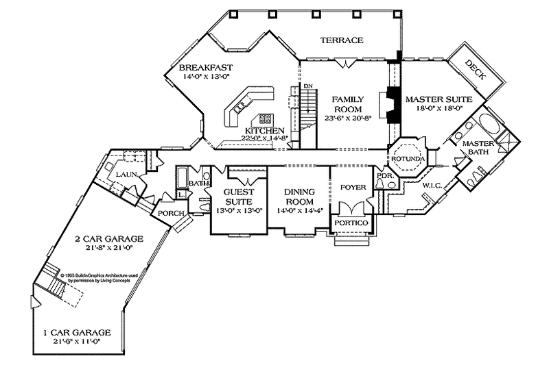 Dream House Plan - Floor Plan - Main Floor for Country House Plan #453-236 - 5 bed, 4.5 bath