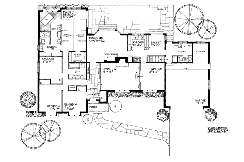 Home Plan - Floor Plan - Main Floor for Tudor House Plan #72-762 - 3 bed, 2.5 bath