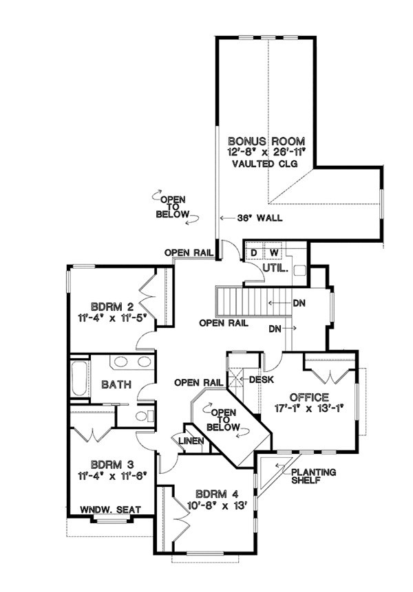 House Plan Design - Traditional Floor Plan - Upper Floor Plan #966-34