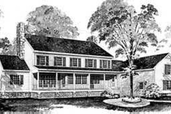 Exterior - Rear Elevation for Colonial House Plan #72-182 - 3 bed, 4 bath