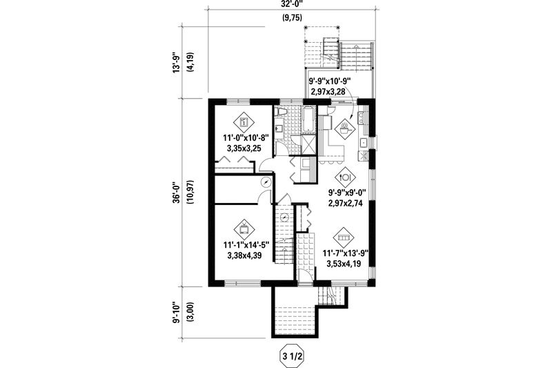 Home Plan - Floor Plan - Lower Floor for Contemporary House Plan #25-4557 - 7 bed, 3 bath