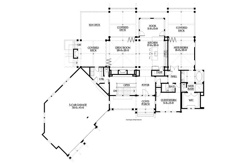 Dream House Plan - Floor Plan - Main Floor for Craftsman House Plan #132-560 - 4 bed, 4.5 bath