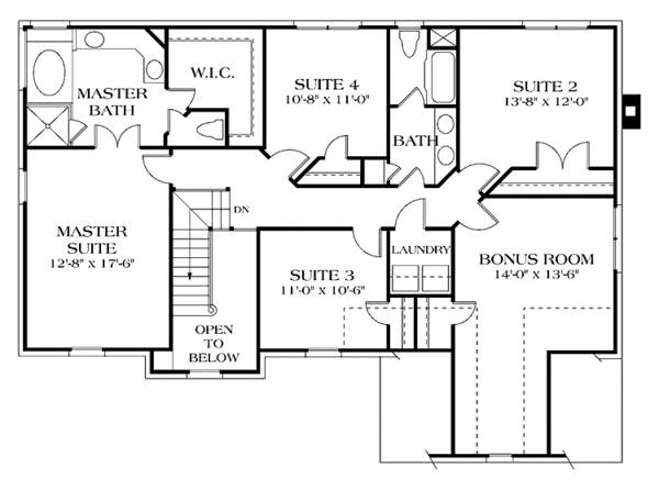 House Design - Colonial Floor Plan - Upper Floor Plan #453-400