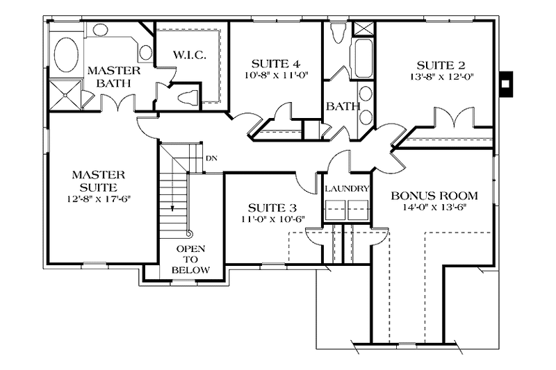 Home Plan - Floor Plan - Upper Floor for Colonial House Plan #453-400 - 4 bed, 2.5 bath