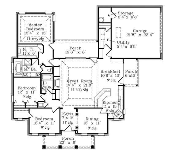Dream House Plan - Country Floor Plan - Main Floor Plan #985-6