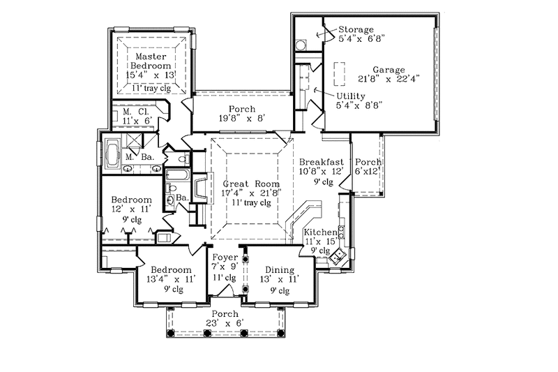 Home Plan - Floor Plan - Main Floor for Country House Plan #985-6 - 3 bed, 2 bath