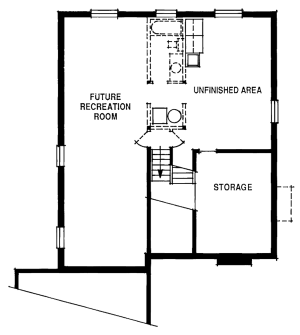 Architectural House Design - Prairie Floor Plan - Lower Floor Plan #47-781