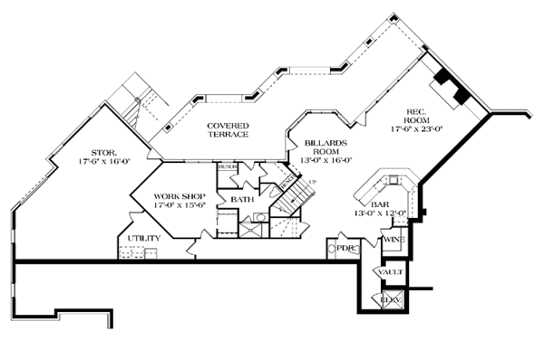 Architectural House Design - Craftsman Floor Plan - Lower Floor Plan #453-322