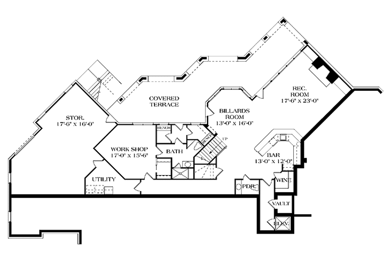 Dream House Plan - Floor Plan - Lower Floor for Craftsman House Plan #453-322 - 4 bed, 5 bath