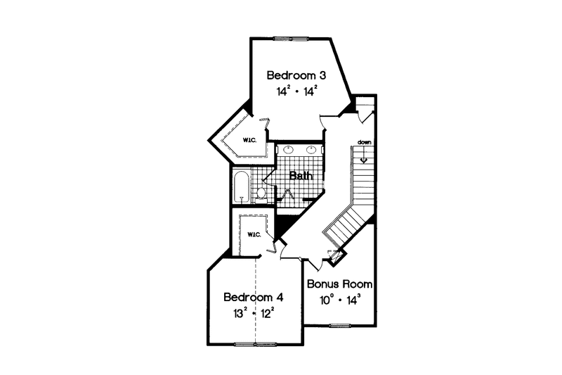Home Plan - Floor Plan - Upper Floor for Mediterranean House Plan #417-694 - 4 bed, 3 bath