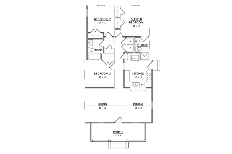 Home Plan - Floor Plan - Main Floor for Craftsman House Plan #936-23 - 3 bed, 2 bath