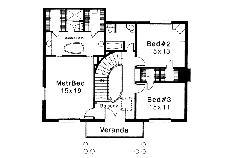 Dream House Plan - Floor Plan - Upper Floor for Classical House Plan #310-1154 - 3 bed, 2.5 bath